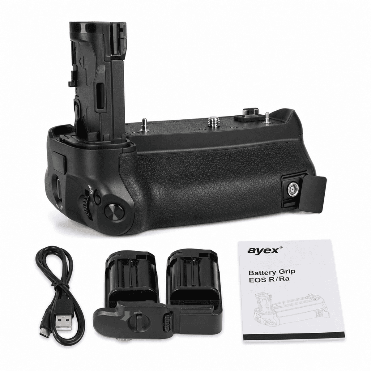 ayex Batteriegriff für EOS R/Ra – Hochformatgriff für LP E6/LP E6N/LP E6NH – USB C Ladefunktion