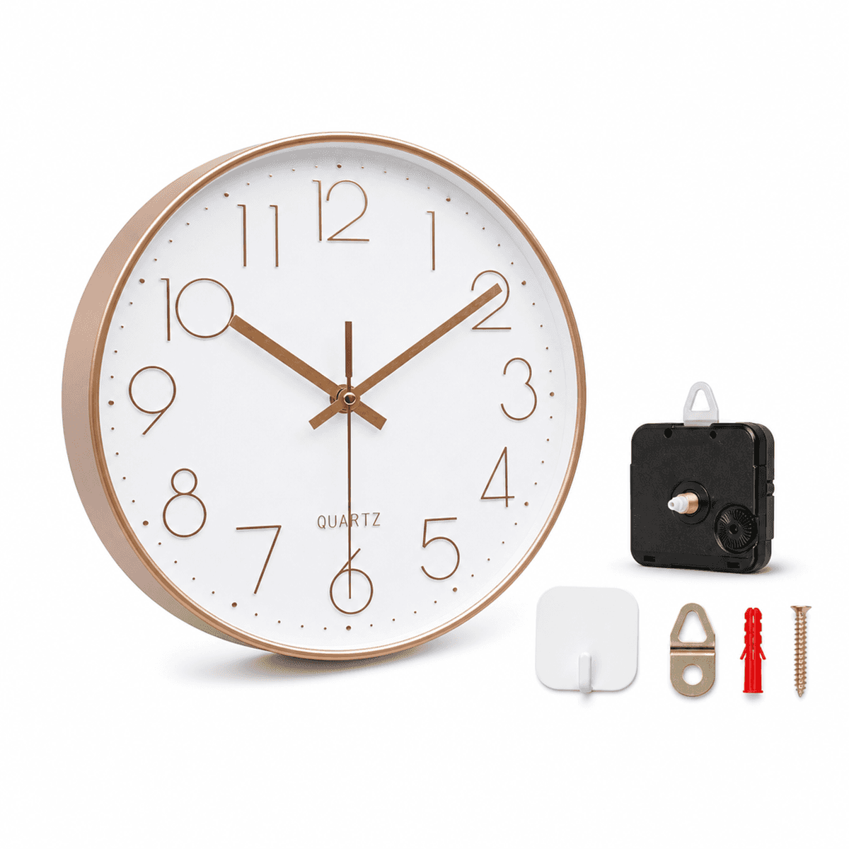 VIKMARI Wanduhr rund Roségold – geräuschlos ohne Ticken – 25 cm