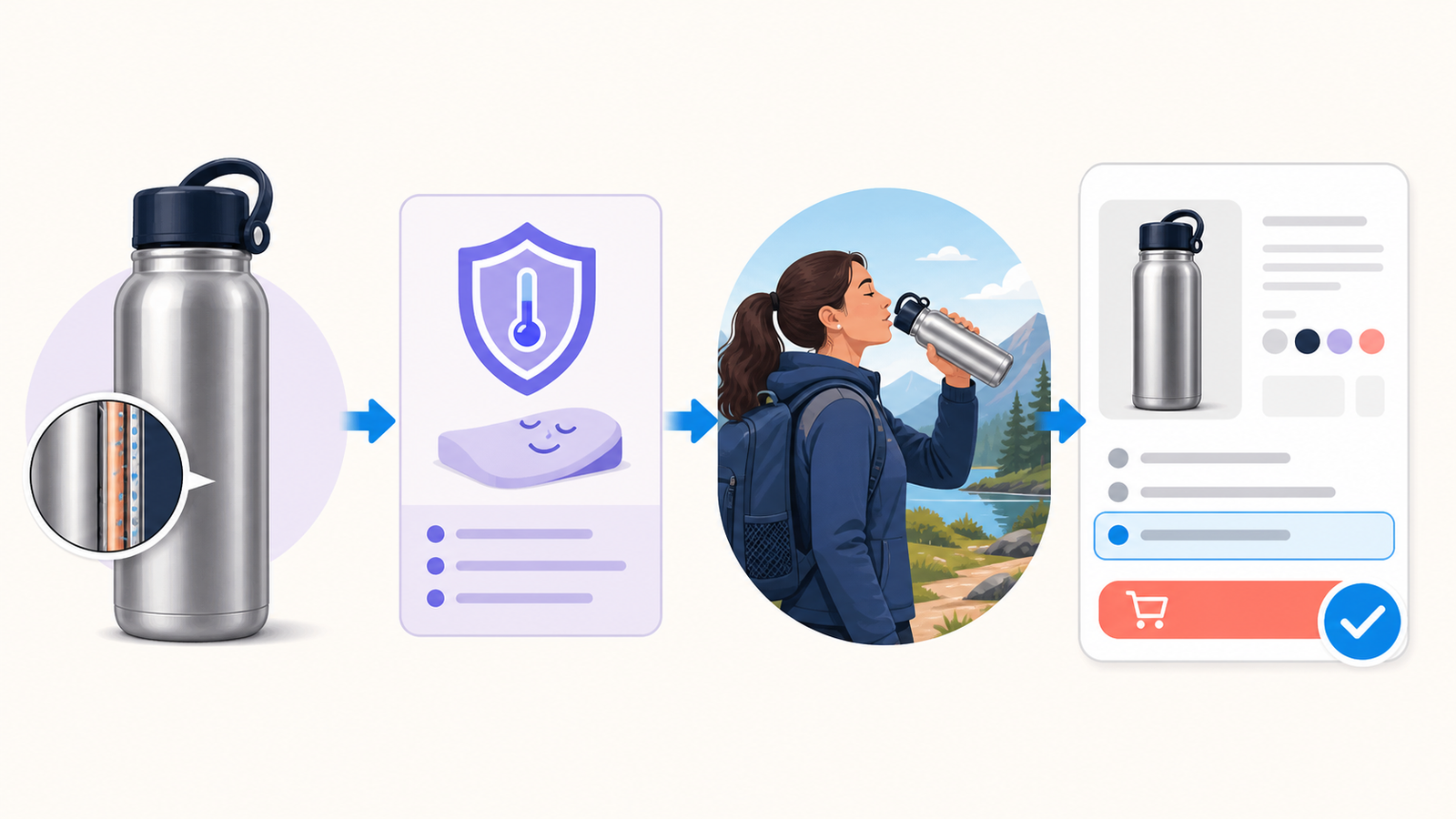 Illustration: sechs Bullet Points mit sechs verschiedenen Aufgaben, verteilt auf die Phasen Wollen und Bedenken